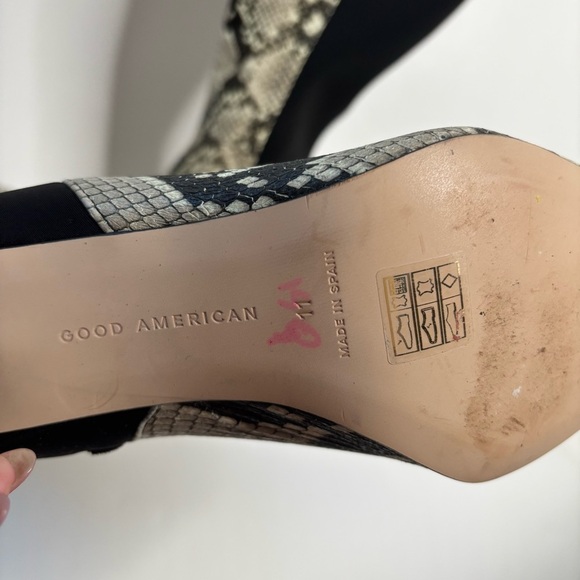 Good American The Statement Mix Knee High Boot Python Leather Size 11 - Picture 7 of 9